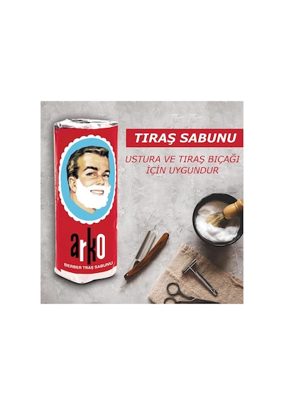 Tıraşsabunu Geleneksel Klasik Berber Tipi Sakal Yumuşatıcı Bakım Arko 12'li Tıraş Sabunu 12x75 Gr