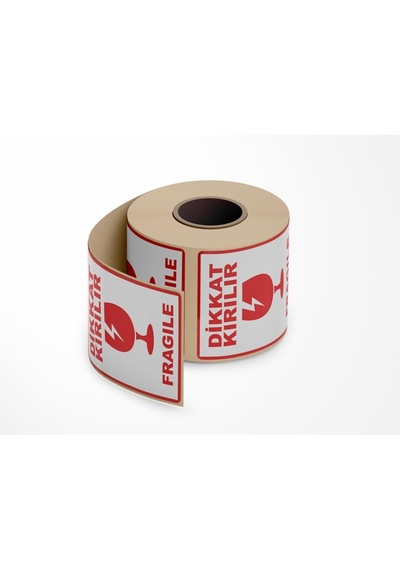Dikkat Kırılır - Fragile Yapışkanlı Etiket 10 Cm X 15 Cm - 100 Adet