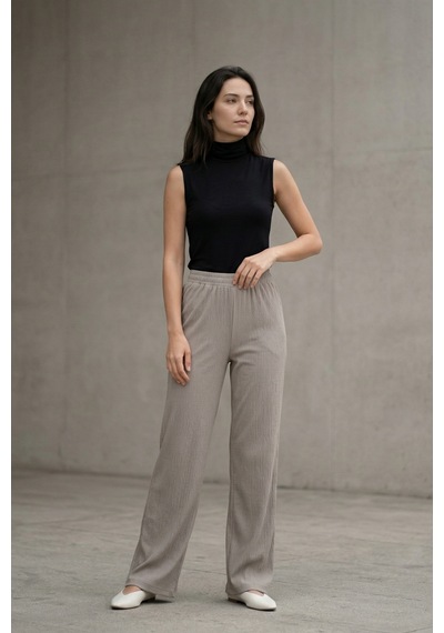 Ivoire Wear Kadın 2'li Balıkçı Yaka Sıfır Kol Viskon Body Set Siyah Kahverengi