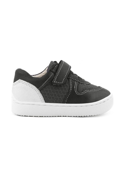 Rakerplus Bob Hakiki Deri Siyah Barefoot Cırtlı Lastikli Bebek Sneaker Ayakkabı Siyah