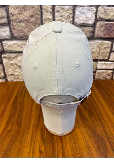 Hamze Kaplan Nakışlı Vintage Eskitme Yıkamalı Gabardin Cap Şapka Açık Bej