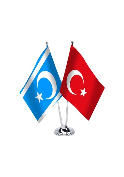 Irak Türkmenleri - Türkiye - Saten Masa Bayrağı 1