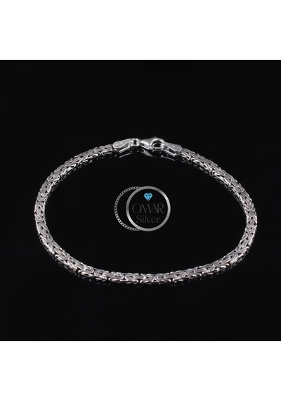 Omar Silver 925 Ayar El İşi Kral Bileklik 3,65 Mm