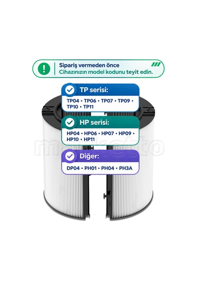 Dyson Purifier Hot+cool Hp09 Uyumlu Hava Temizleyici Filtresi / 965432-01 / 360 Hepa + Karbon