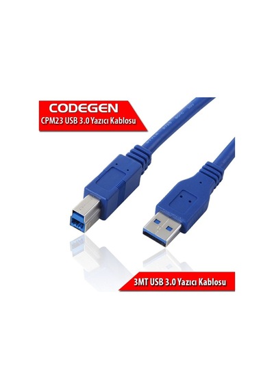 Cpm23 3 Metre Usb 3.0 Mavi Yazıcı Bağlantı Kablosu Am-bm