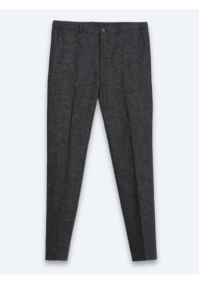 Kip Siyah Desenli Modern Fit Keten Karışımlı Takım Elbise