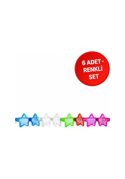 6 Lı Led Parti Gözlüğü Işıklı Yıldız Gözlük Seti Renkli Disko Konser Eğlence