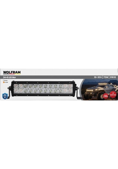 Led Bar Beyaz Işık + Amber Işık 7 Fonksiyon Çakarlı 32 Cm 12/24v E-belgeli 72w 31632