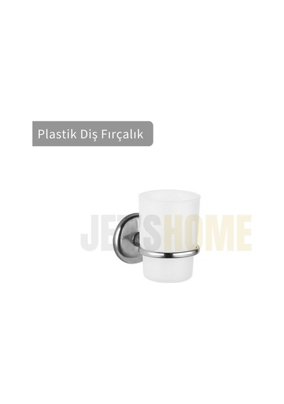 Jet's Home Plastik Diş Fırçalık Paslanmaz Lüks Diş Fırçası Tutacağı Krom Krom