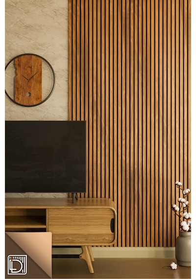 Ahşap Akustik Duvar Paneli Safir Meşe 60x240cm