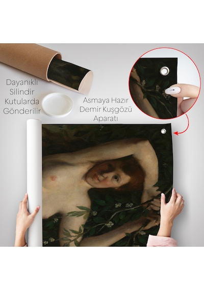 Gustave Courbet - Dallara Tutunan Nü Kadın Duvar Örtüsü-7364