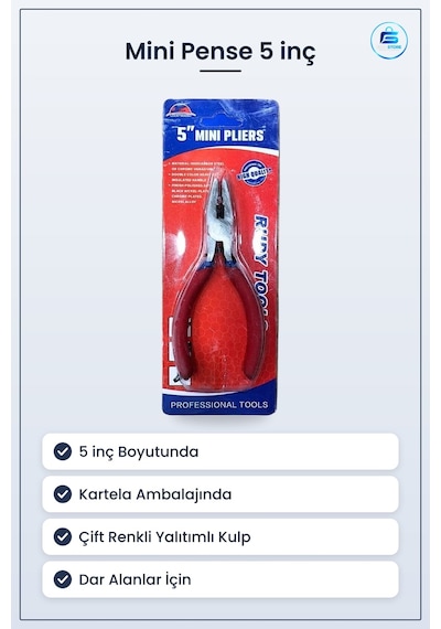 Mini Pense 5 İnç Kartelada Hırdavat El Aletleri Ev Atölye Hobi Ku