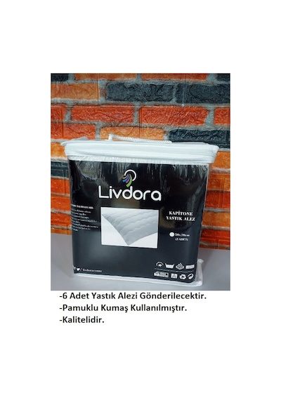 Livdora Kapitoneli 6lı Pamuklu Yastık Alezi, Koruyucu 50x70