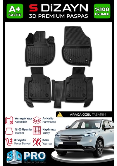 S-dizayn Honda Hr-v 3d Pro Havuzlu Paspas 2021 Üzeri A+ Kalite