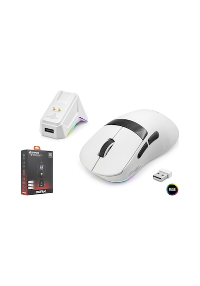 Mofan Mf1216w Tri Mode Rgb Gaming Mouse Manyetik Şarj Standlı Oled Ekranlı 12000 Dpı Beyaz Diğer