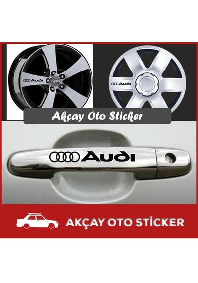 (6 Adet) Audi Kapı Kolu Sticker Audi Jant Sticker Arma Sticker (247121842)