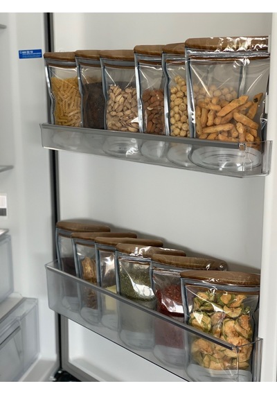 Ahşap Kapaklı Kavanoz Görünümlü Saklama Poşeti 10 Adet 15x22-700 Ml
