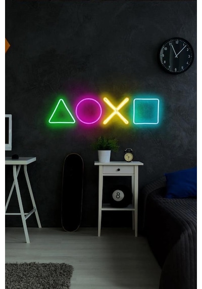 Play Station - Led Dekoratif Duvar Aydınlatması Neon Duvar Yazısı Sihirli Led Mesajlar