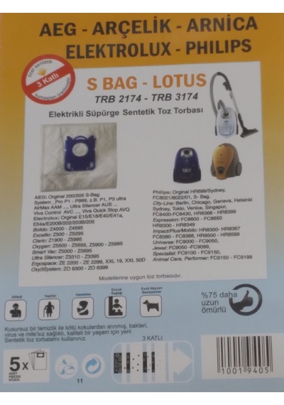 Arçelik Uyumlu S Bag Sentetik Toz Torbası 5 Li X2 10 Adet