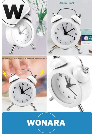 Premium Klasik Tasarım Vintage Yüksek Sesli Alarmlı Dekoratif Mini Masaüstü Analog Çalar Saat Siyah
