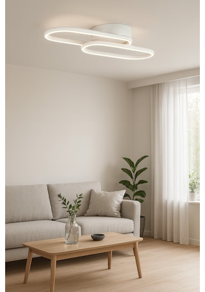Zzez Beyaz Renk Modern Tasarım Beyaz Ledli Cafe - Mutfak - Salon 2 Li Led Avize Beyaz