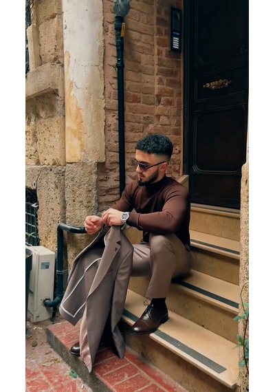 Dupont Classics Dupont Slim Fit Mono Yaka 6 Drop Yarım Astar Çift Yırtmaç 2'li Takım Elbise Acı Kahverengi Dupont Classics Dupont Slim Fit Mono Yaka 6 Drop Yarım Astar Çift Yırtmaç 2'li Takım Elbise Acı Kahverengi
