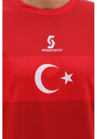 Sportech - K0141 Türkiye Milli Takım Forması Kırmızı Tek Kelime Isim Ve Numara Yazılır Kırmızı