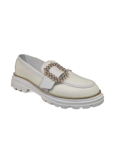 Ventes Kemer Taşlı Kadın Loafer Ayakkabı 989515-5z Beyaz