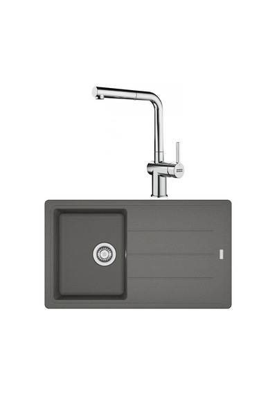 Franke Bfg 611 Granit Stone Grey Eviye. Active Plus Doccia Krom Spiralli Armatür Seti