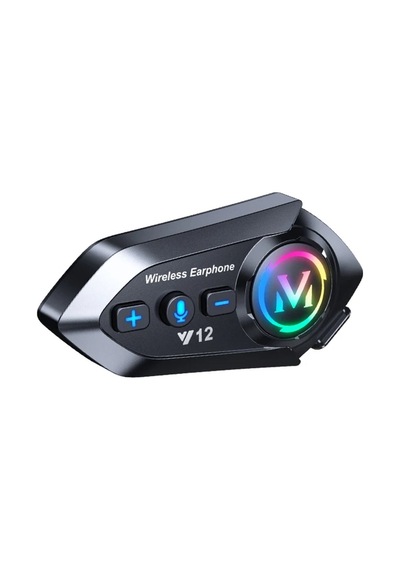 Blic Y12 Motosiklet Kask Intercom Bluetooth 5.4 Kulaklık Işıklı, Su Geçirmez, Mikrofonlu Müzik Ve Telefon Görüşme