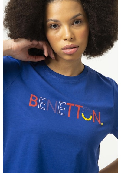 Benetton Bnt-w20382-23y Kadın T-shirt Bnt-w20382-r1078 Lacivert