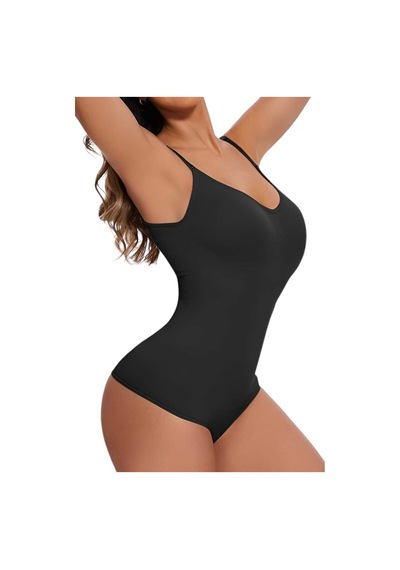 Uniquetrenders Kadın Dikişsiz Toparlayıcı Ve Çıtçıtlı İp Askılı Slip Body Korse Siyah