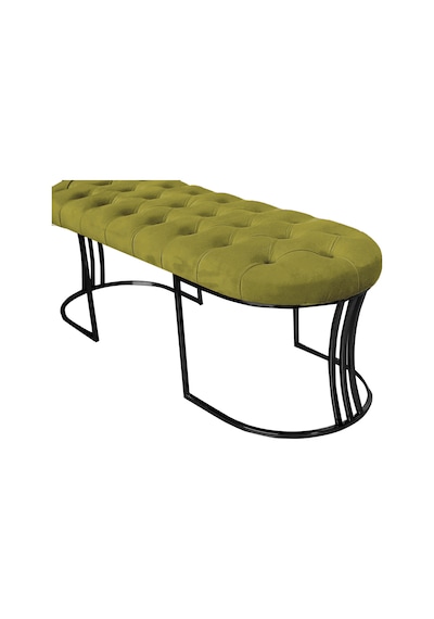 Viego Siyah Bench Puf Hardal