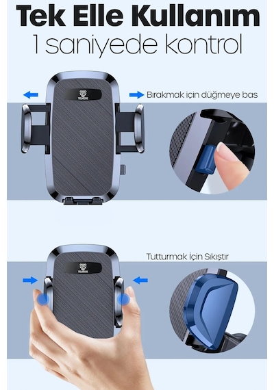 2 Modlu Klima + Torpido Araç Telefon Tutacağı Cam Havalandırma Vantuzlu Araba Telefon Tutucu Tt01