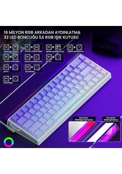 Hero 68 He Manyetik Klavye Trigger Dragon Switch 8000hz Rgb Neon Tkl Hot Swap Oyuncu Klavyesi Mor