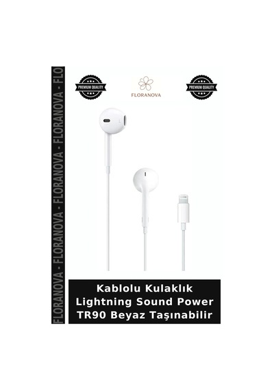 Kablolu Kulaklık Lightning Sound Power Tr90 Beyaz Taşınabilir