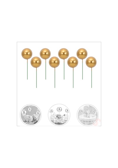 Çubuklu Süsleme Topu, 3cm X 8 Adet - Altın
