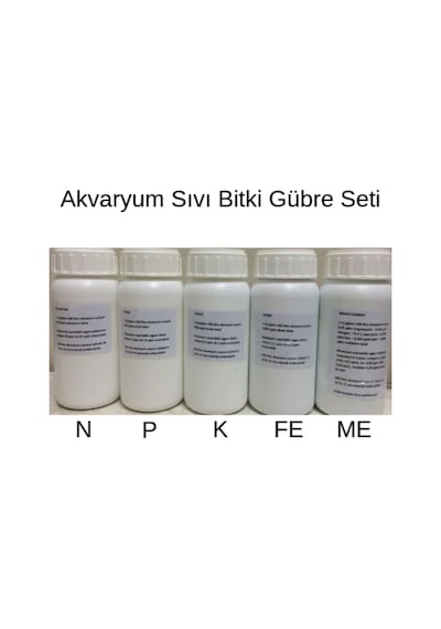 Akvaryum Sıvı Bitki Gübresi Seti 5'Li N-P-K-Me-Fe