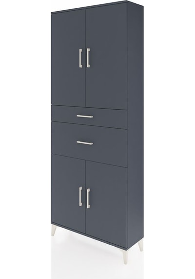 Arges Dolap 4 Raflı 2 Çekmeceli 4 Kapaklı 88x30x221 Antrasit-... Antrasit