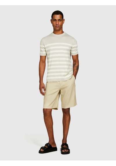Sisley %100 Keten Slim Fit Bermuda Şort Erkek Bej Şort - 325p4aghs9010