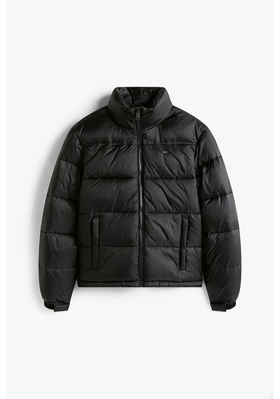 Tommy Hilfiger Kadın Gizli Kapüşonlu Crop Şişme Mont - Siyah Triple Black
