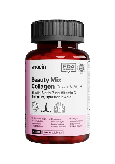 Beauty Mix Collagen Tip I,ıı,ııı +elastin,biotin,zinc, Vitamin C, Selenyum, Hyaluronic Acid, Kolajen