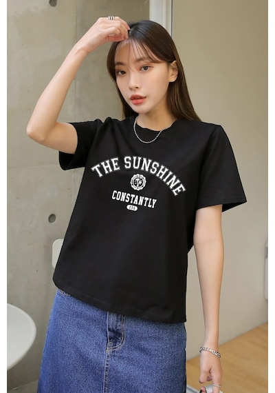 Unisex The Sunshine Baskılı Tasarım Tshirt Siyah