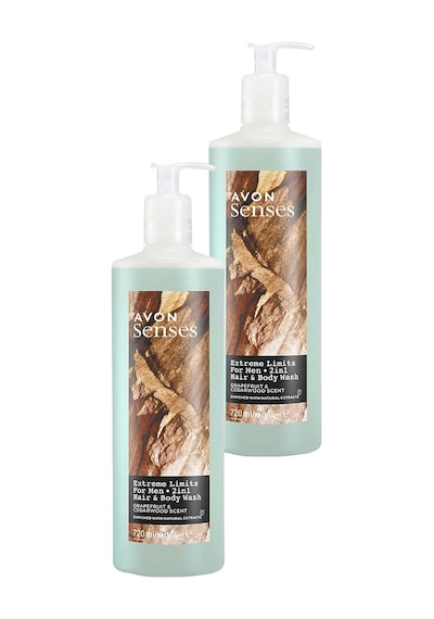 Avon Senses Extreme Limits Greyfurt Ve Sandal Kokulu Saç Ve Vücut İçin Erkek Duş Jeli 2 x 720 ML