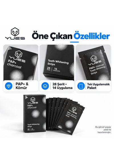 Yues Pap+ Kömürlü Diş Beyazlatma Bandı 28 Şerit 14 Uygulama
