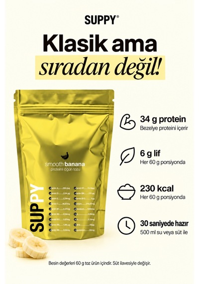 Suppy Smooth Banana Muzlu Proteinli Öğün Tozu 600 G Muz