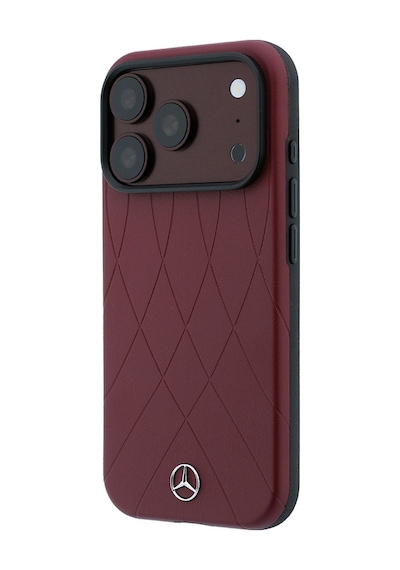Apple Uyumlu iPhone 18 Pro Max Kılıf Mercedes Benz Lisanslı M-safe Uyumlu 3d Metal Logolu Crossed Lines Bordo