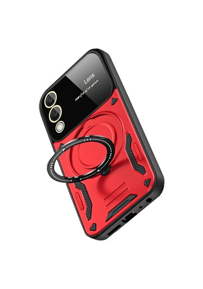 Samsung Galaxy Uyumlu   S25 Edge Kılıf Joy Lens Standlı Kapak - Kırmızı