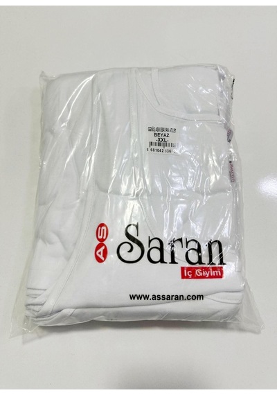 Saran Kadın Geniş Askılı %100 Pamuk Atlet 6002 - 6 Adet Beyaz