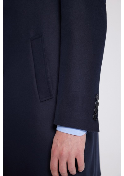 Twn Slim Fit Lacivert Düz Tek Yırtmaçlı Viskonlu Palto 3ef088438751m Lacivert